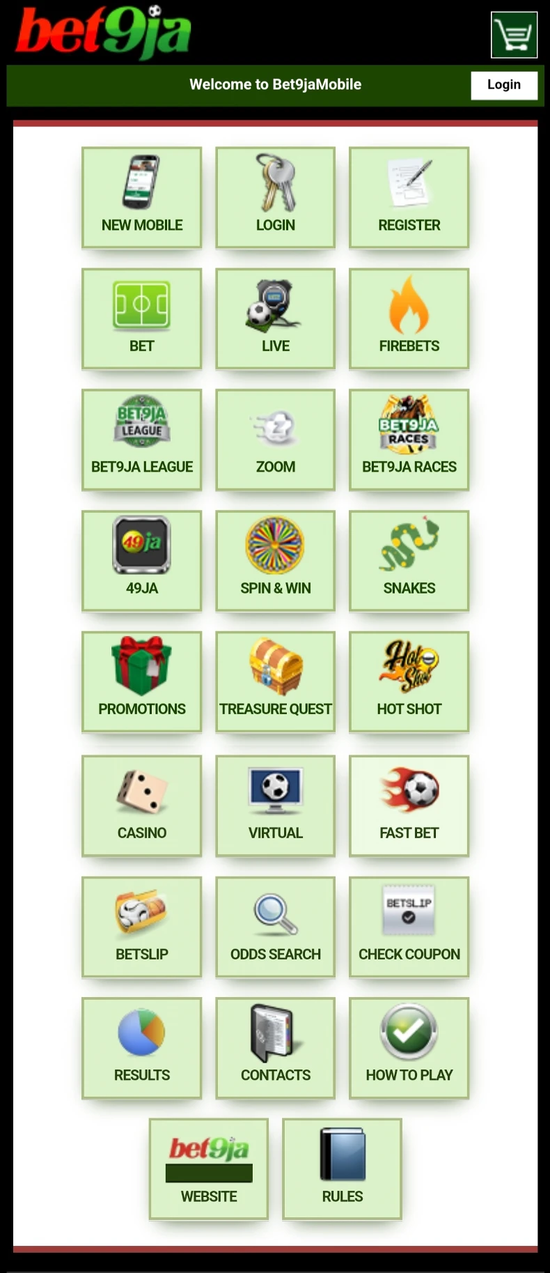 Betnaija Old Mobile Frontpage